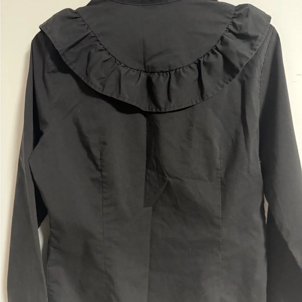 Miss Lili Black Ruffled Blouse Large